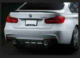 BMW 3 Series F30 Rear Diffuser 2 Tips Gloss Black 13-18 - Carbon Craze