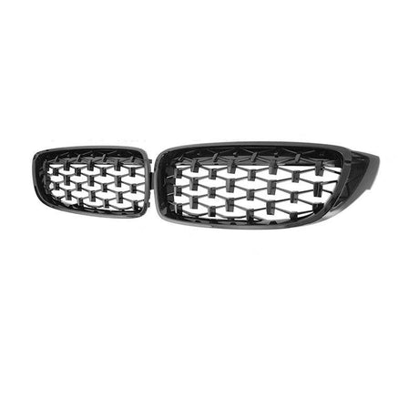 BMW M3 M4 F80 F82 4 Series Front Gloss Black Diamond Grille 14-20 - Carbon Craze